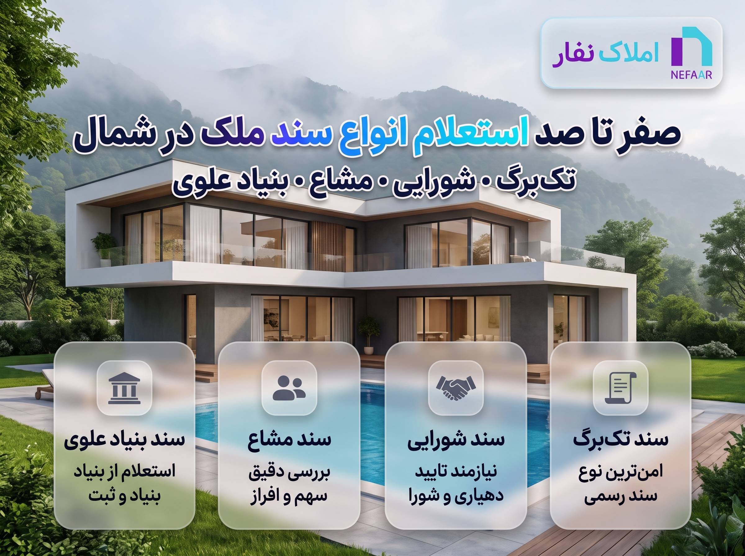 اهنمای جامع استعلام انواع سند ملکی در شمال شامل اسناد تک‌برگ، شورایی، مشاع و بنیاد علوی در املاک نفار